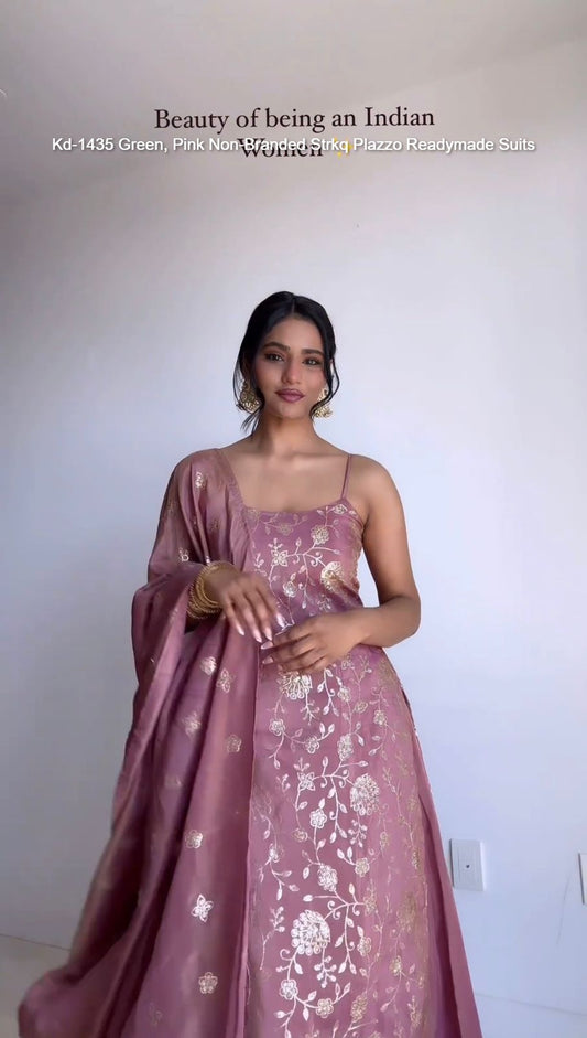 Kd-1435 Green, Pink Non-Branded Strkq Plazzo Readymade Suits