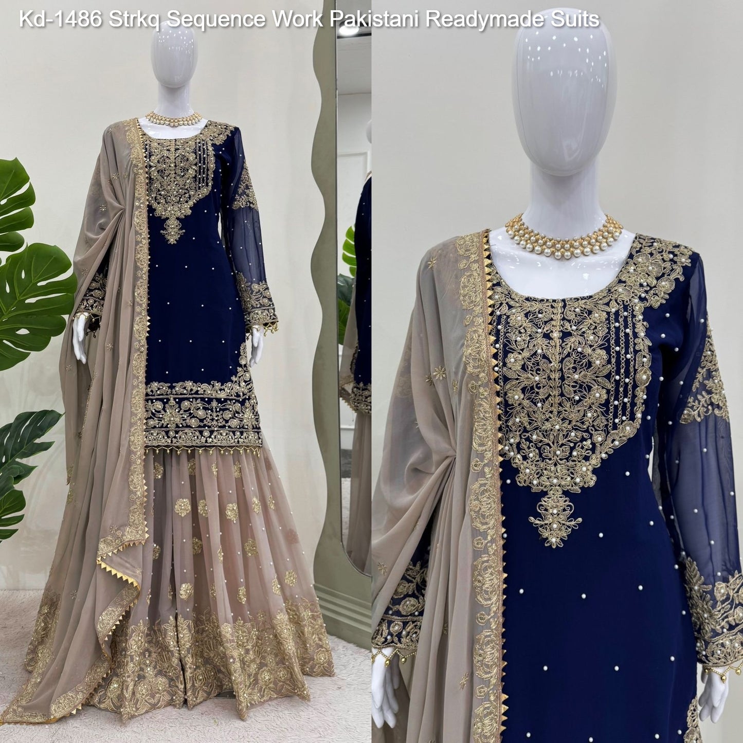 Kd-1486 Strkq Sequence Work Pakistani Readymade Suits