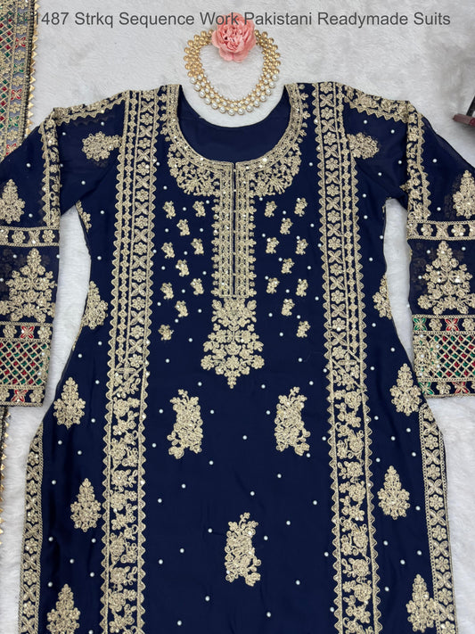 Kd-1487 Strkq Sequence Work Pakistani Readymade Suits