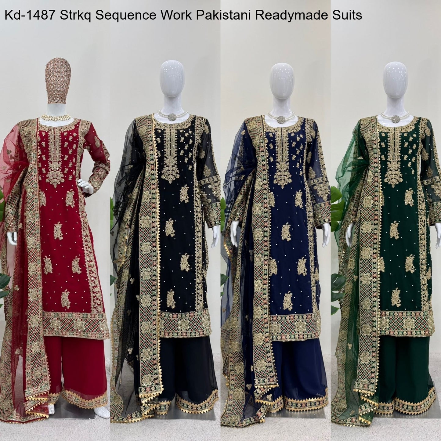 Kd-1487 Strkq Sequence Work Pakistani Readymade Suits