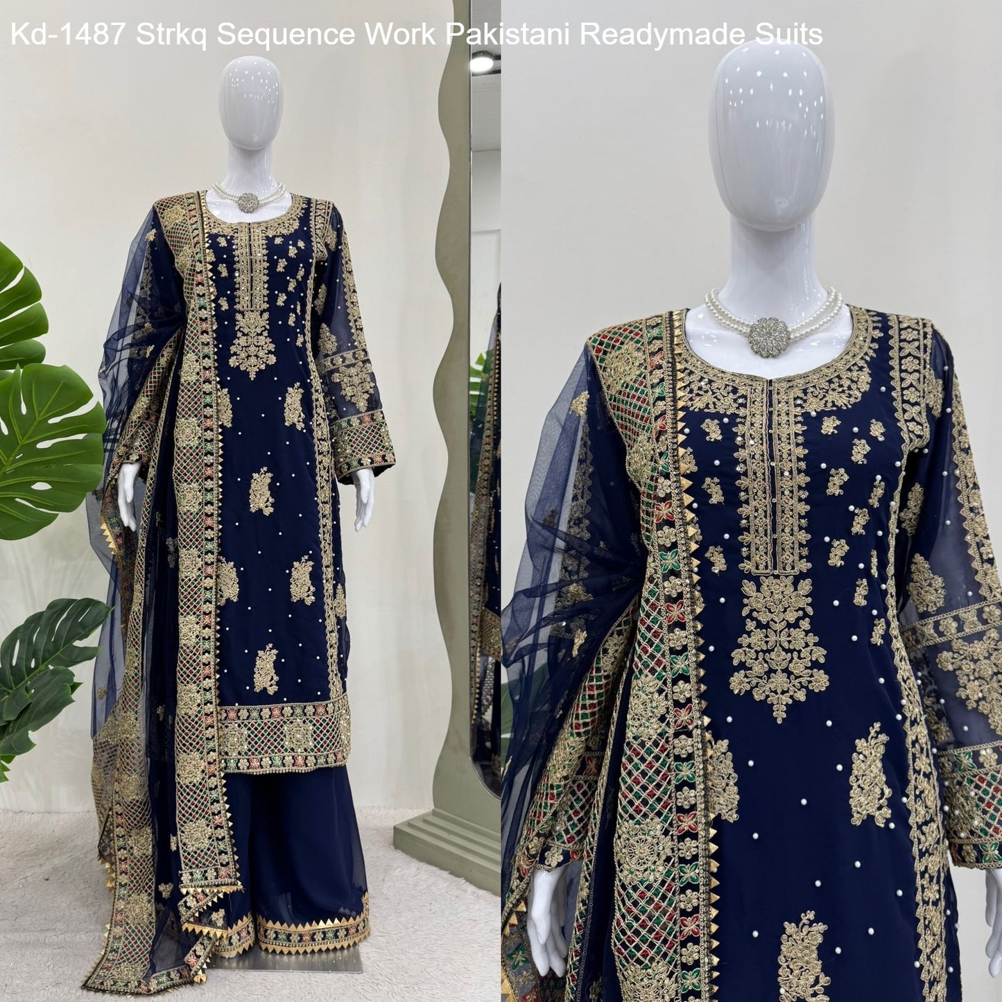 Kd-1487 Strkq Sequence Work Pakistani Readymade Suits