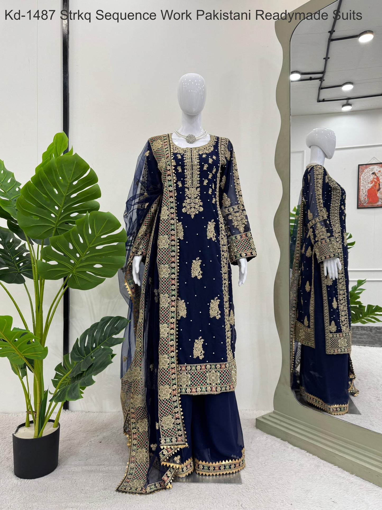 Kd-1487 Strkq Sequence Work Pakistani Readymade Suits