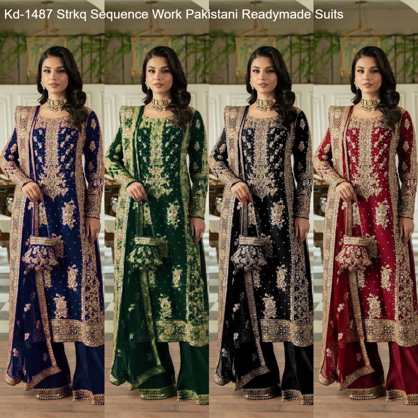 Kd-1487 Strkq Sequence Work Pakistani Readymade Suits