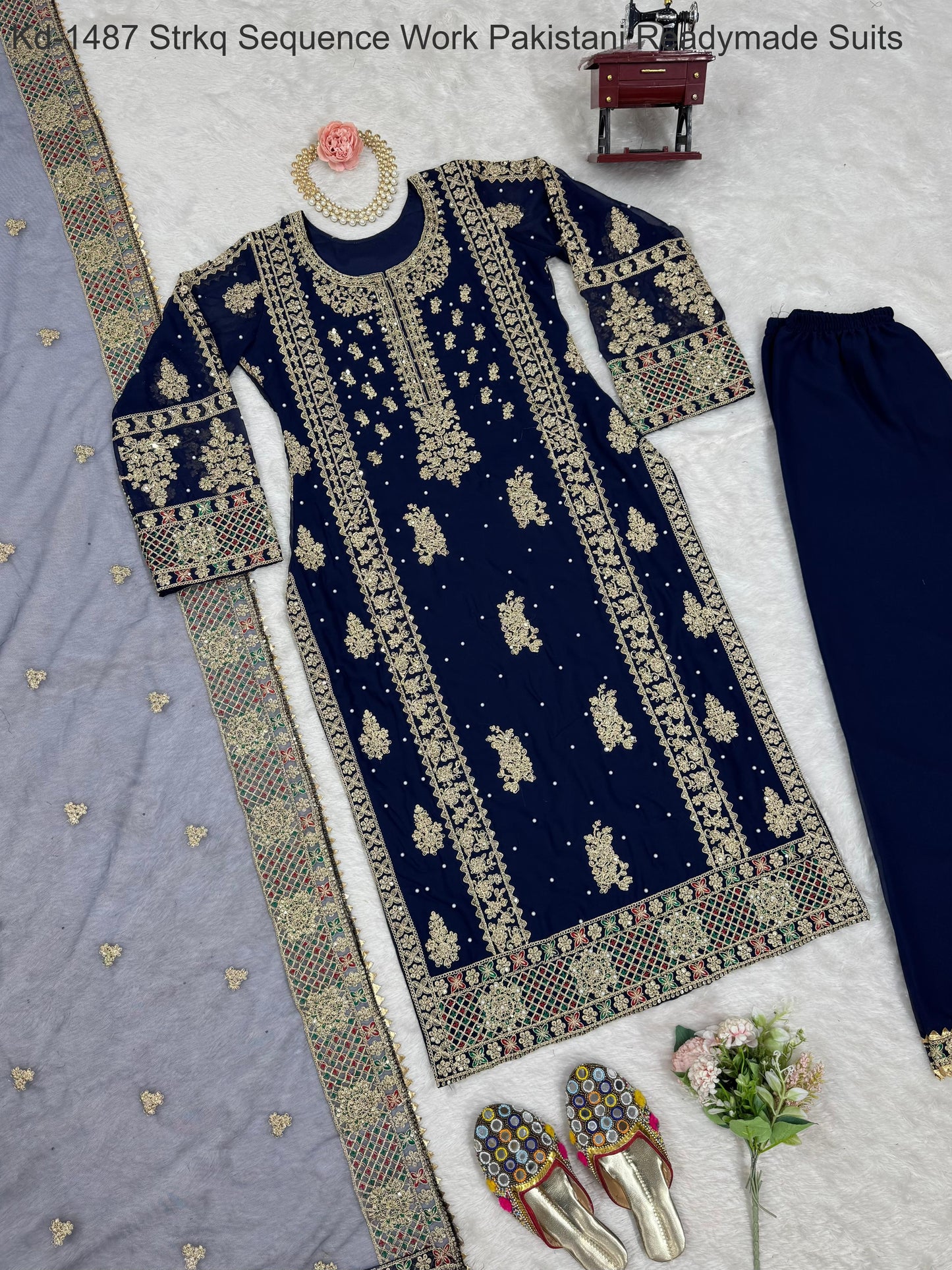 Kd-1487 Strkq Sequence Work Pakistani Readymade Suits
