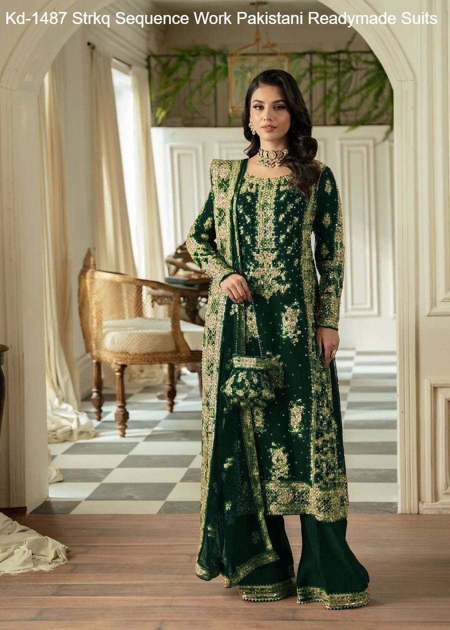 Kd-1487 Strkq Sequence Work Pakistani Readymade Suits