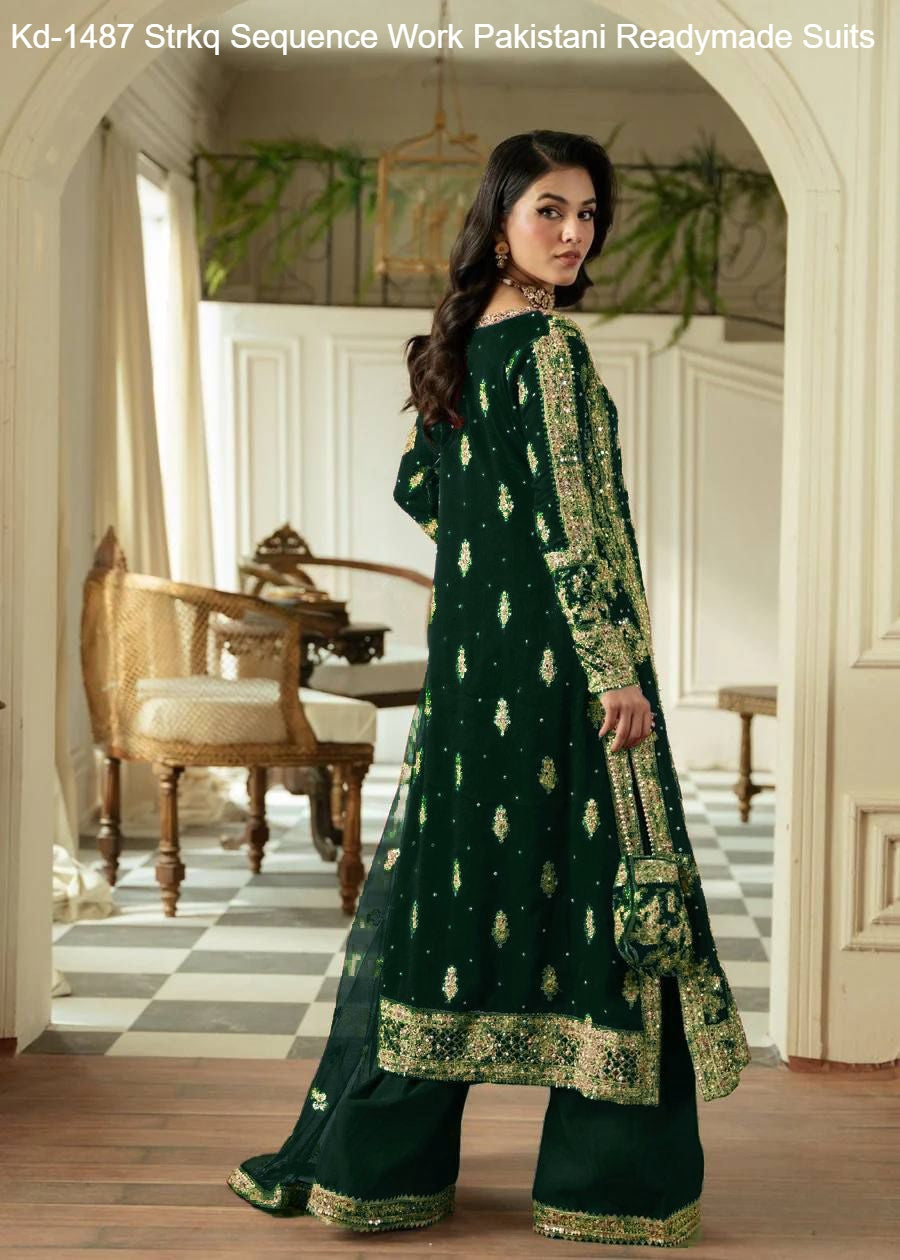 Kd-1487 Strkq Sequence Work Pakistani Readymade Suits