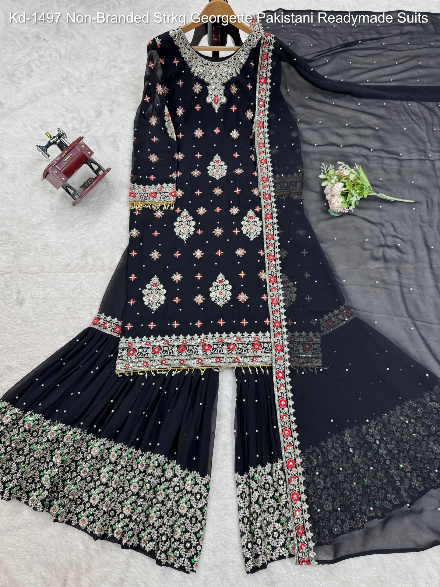 Kd-1497 Non-Branded Strkq Georgette Pakistani Readymade Suits