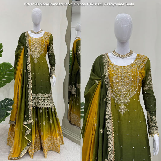 Kd-1498 Non-Branded Strkq Chinon Pakistani Readymade Suits