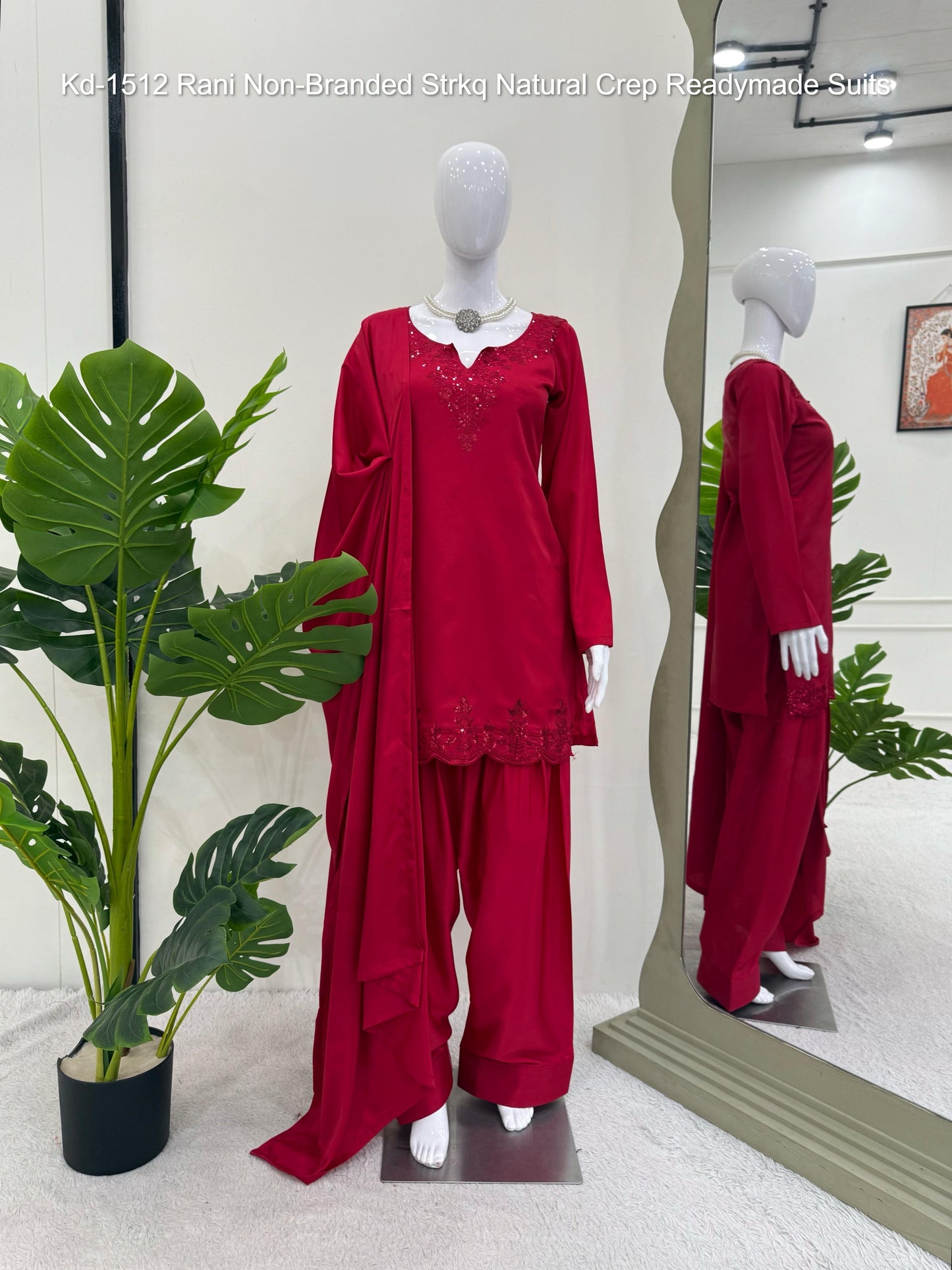 Kd-1512 Rani Non-Branded Strkq Natural Crep Readymade Suits
