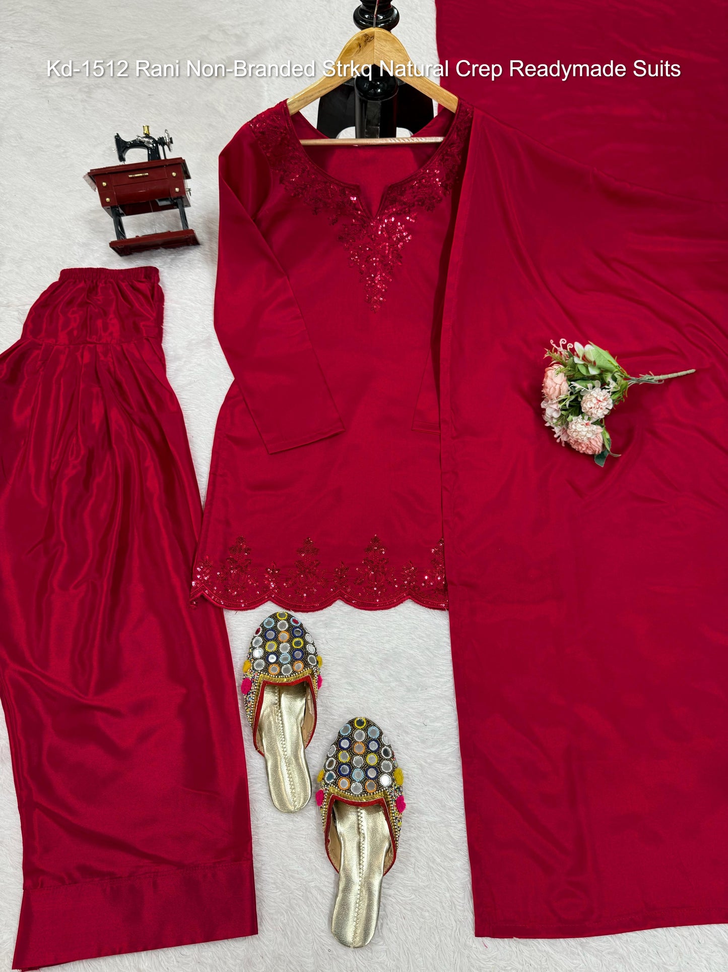 Kd-1512 Rani Non-Branded Strkq Natural Crep Readymade Suits