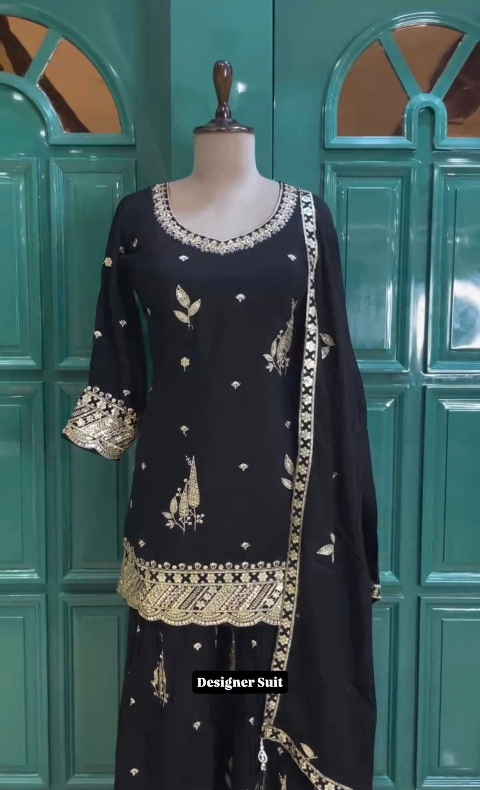 Kd-1515 Orange Black Non-Branded Strkq Sequence Work Readymade Suits