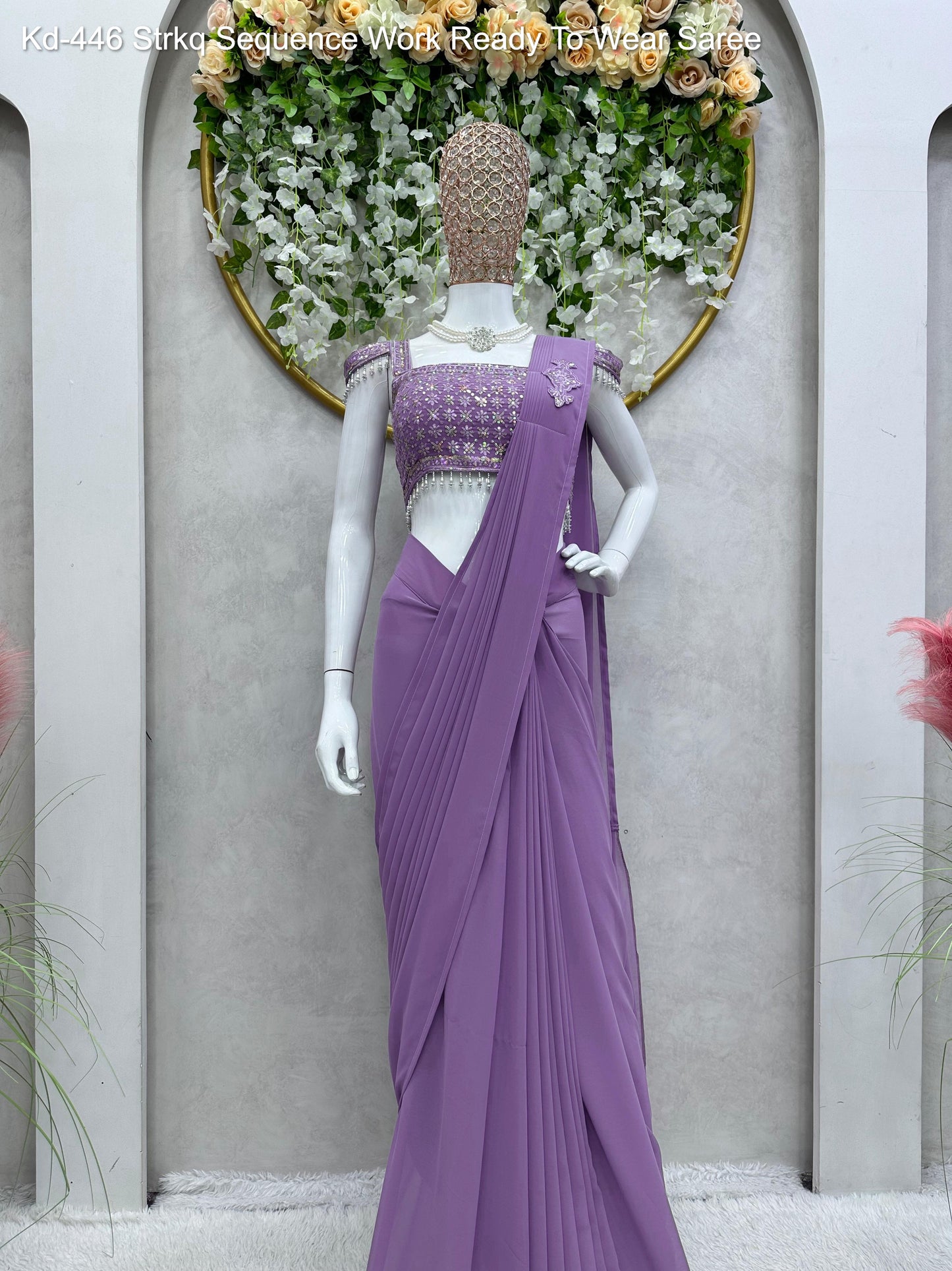 Kd-446 Strkq Sequence Work Ready To Wear Saree