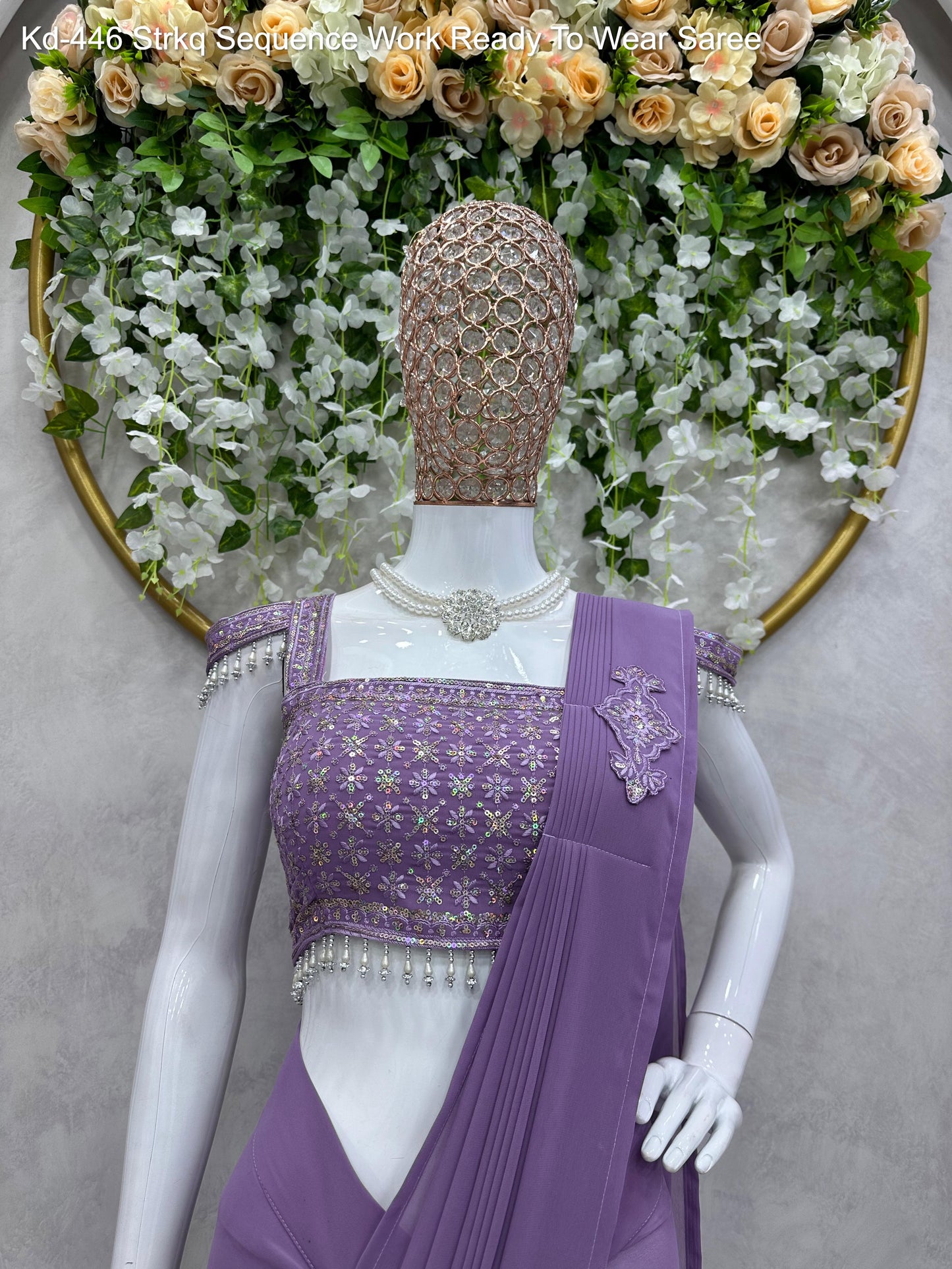 Kd-446 Strkq Sequence Work Ready To Wear Saree