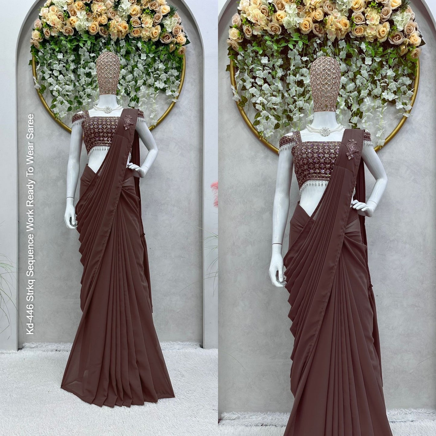 Kd-446 Strkq Sequence Work Ready To Wear Saree