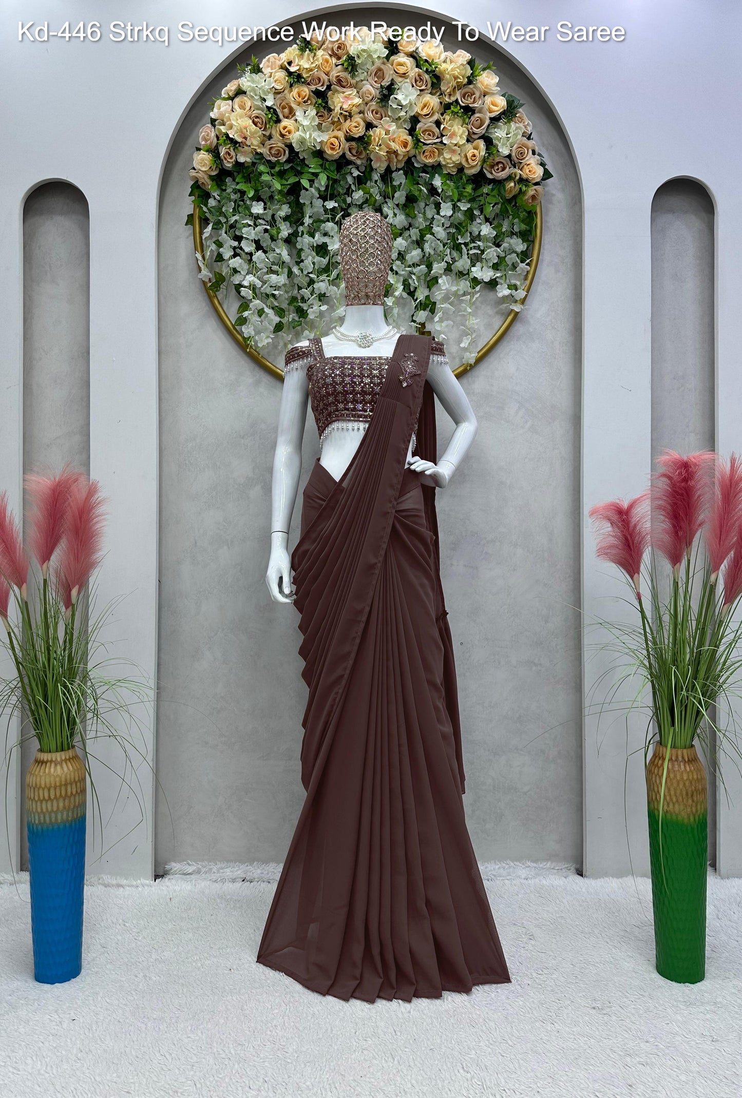 Kd-446 Strkq Sequence Work Ready To Wear Saree