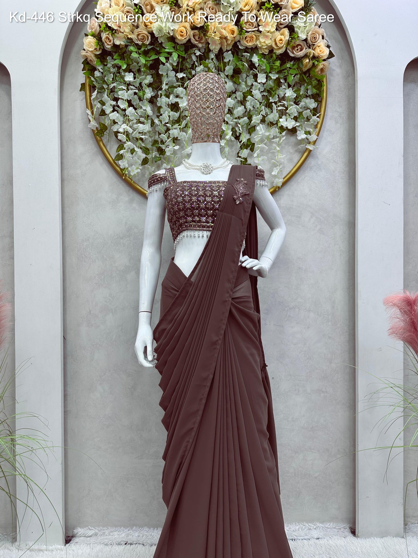 Kd-446 Strkq Sequence Work Ready To Wear Saree