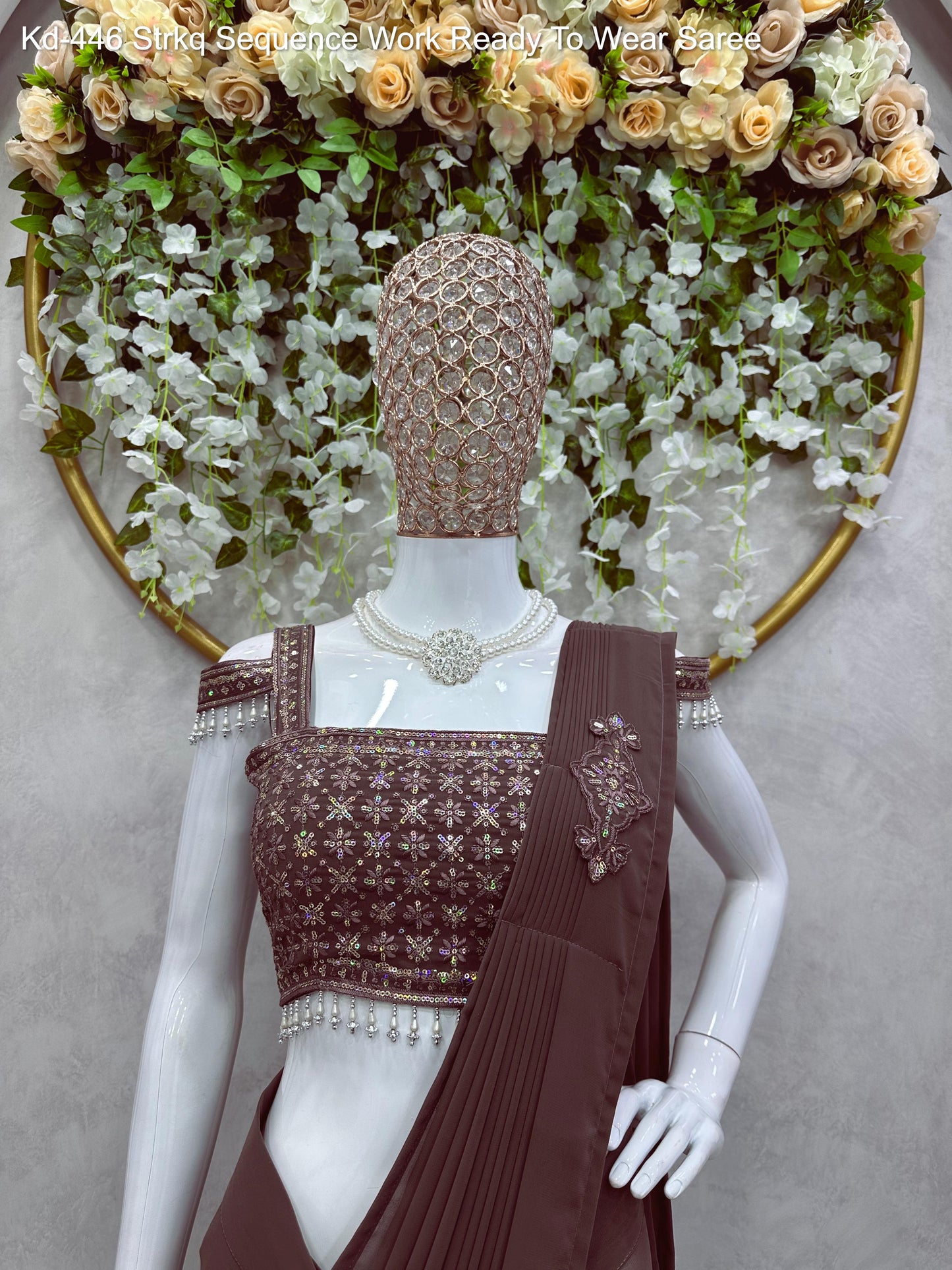 Kd-446 Strkq Sequence Work Ready To Wear Saree