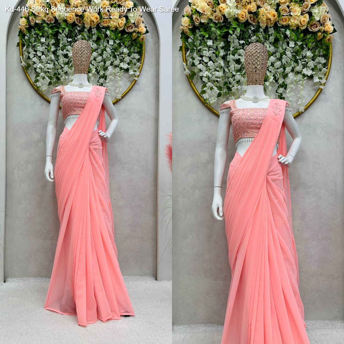 Kd-446 Strkq Sequence Work Ready To Wear Saree