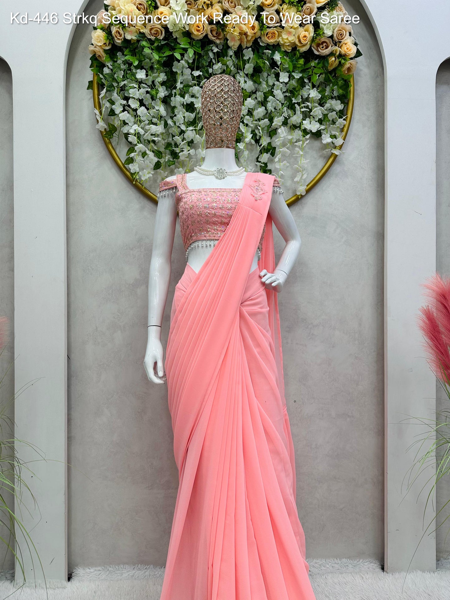 Kd-446 Strkq Sequence Work Ready To Wear Saree