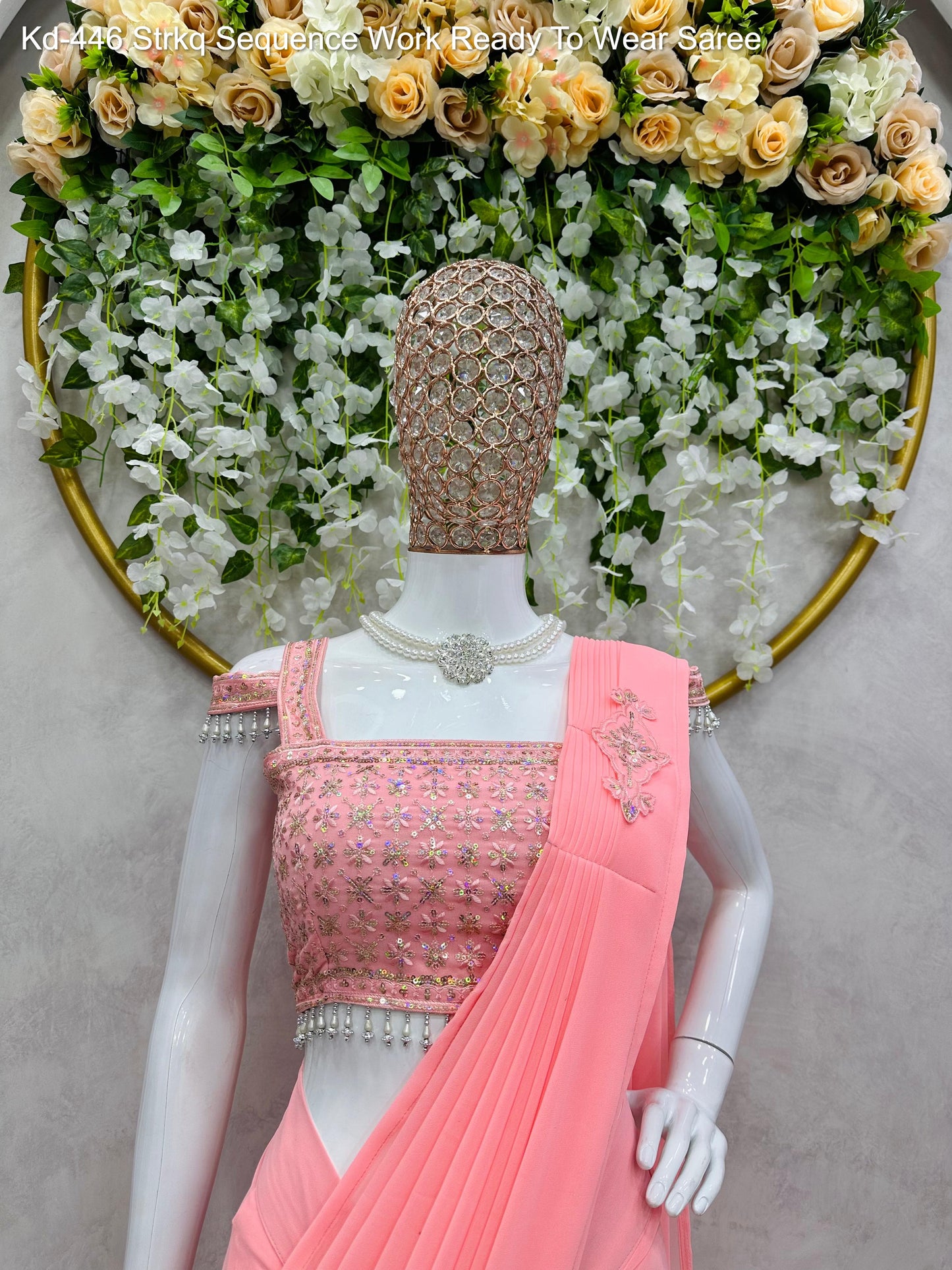 Kd-446 Strkq Sequence Work Ready To Wear Saree