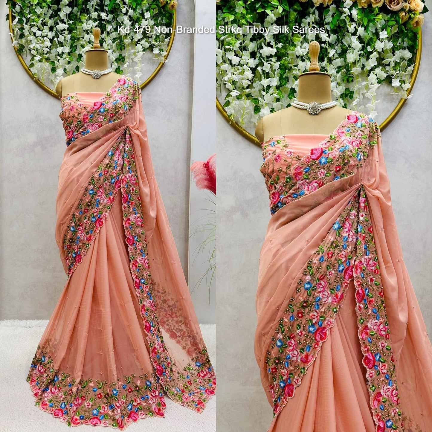Kd-479 Non-Branded Strkq Tibby Silk Sarees