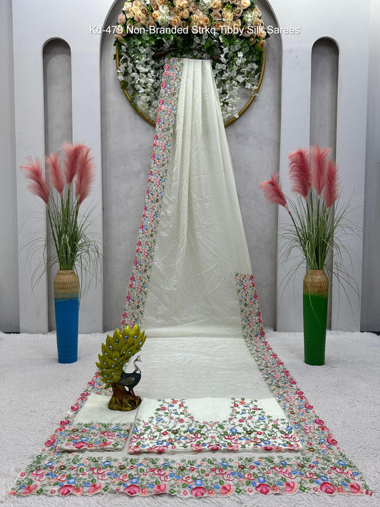 Kd-479 Non-Branded Strkq Tibby Silk Sarees