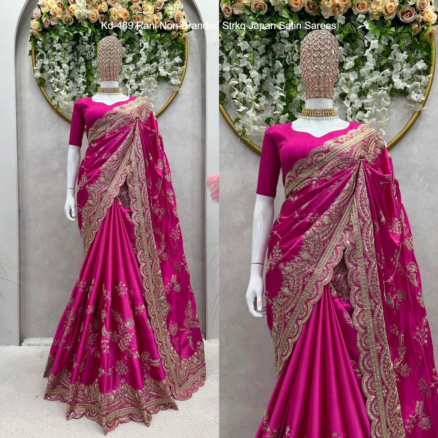 Kd-489 Rani Non-Branded Strkq Japan Satin Sarees