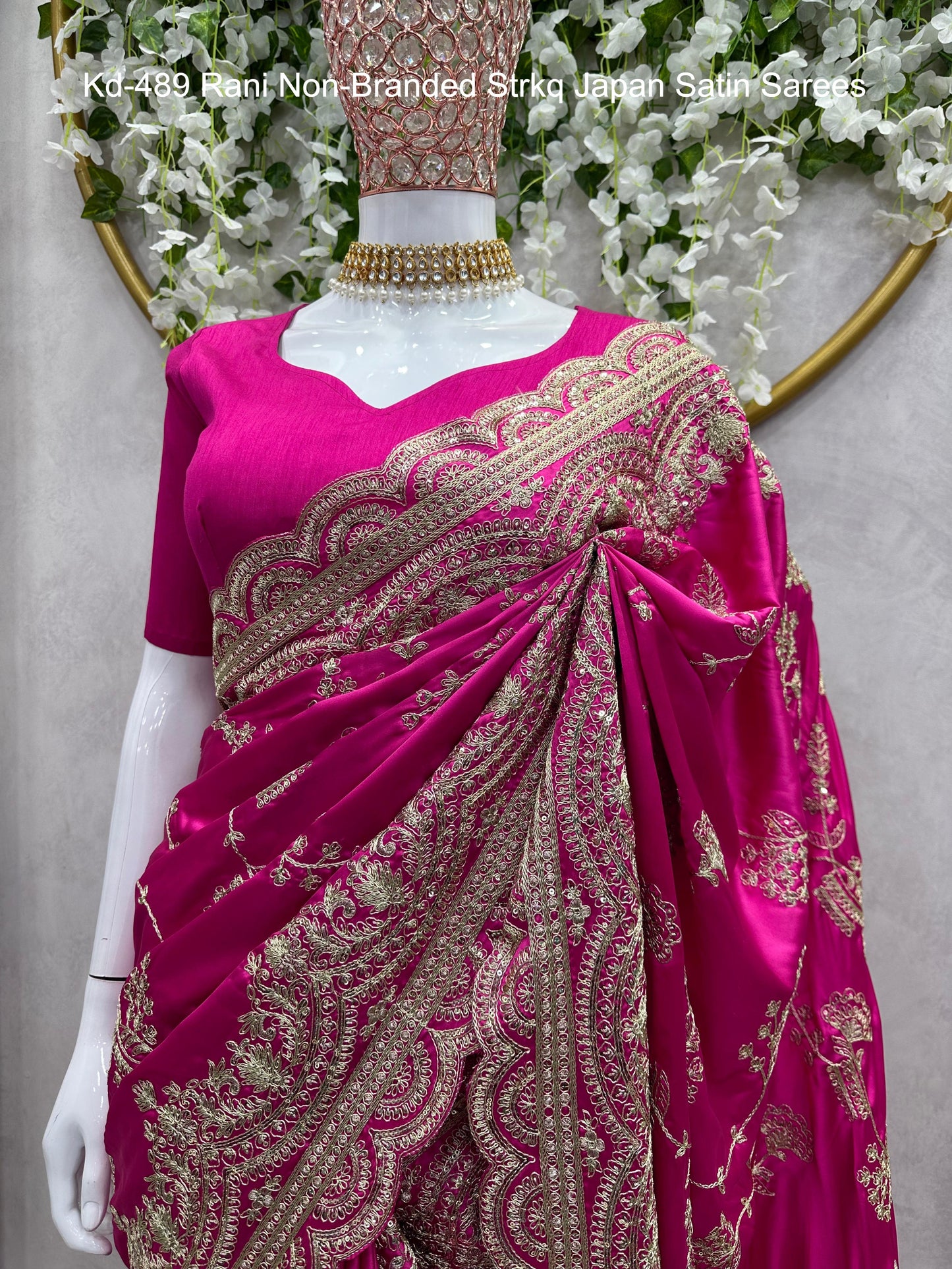Kd-489 Rani Non-Branded Strkq Japan Satin Sarees