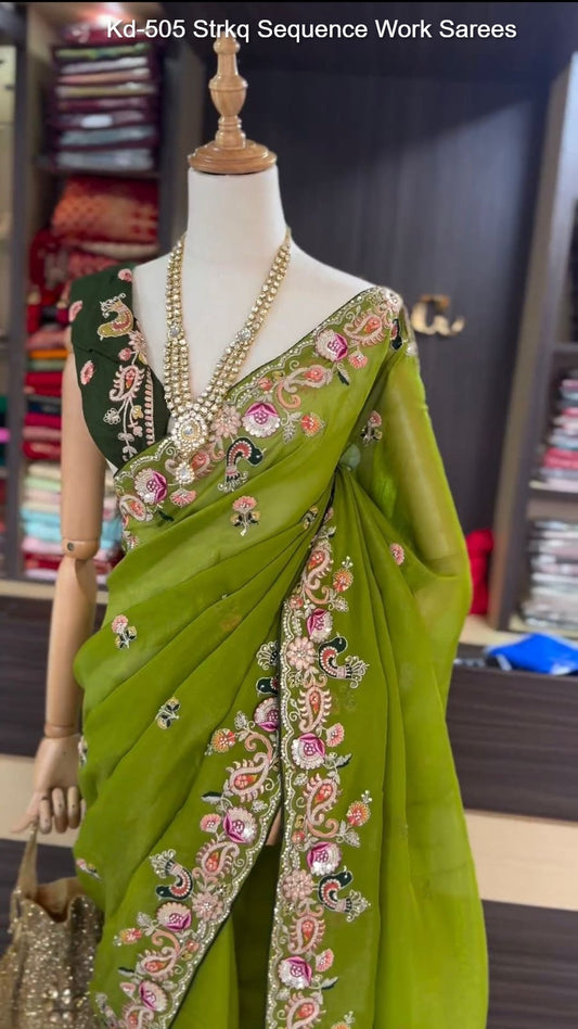 Kd-505 Strkq Sequence Work Sarees