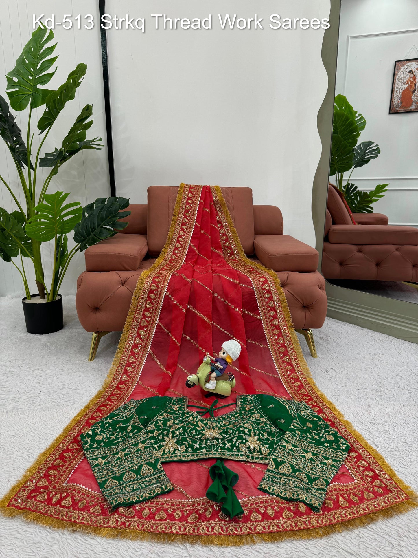 Kd-513 Strkq Thread Work Sarees