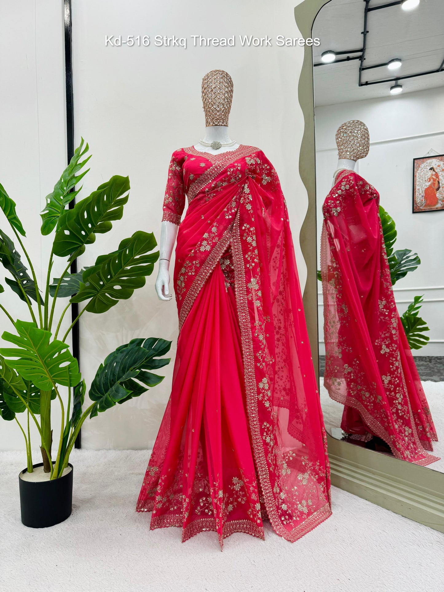 Kd-516 Strkq Thread Work Sarees