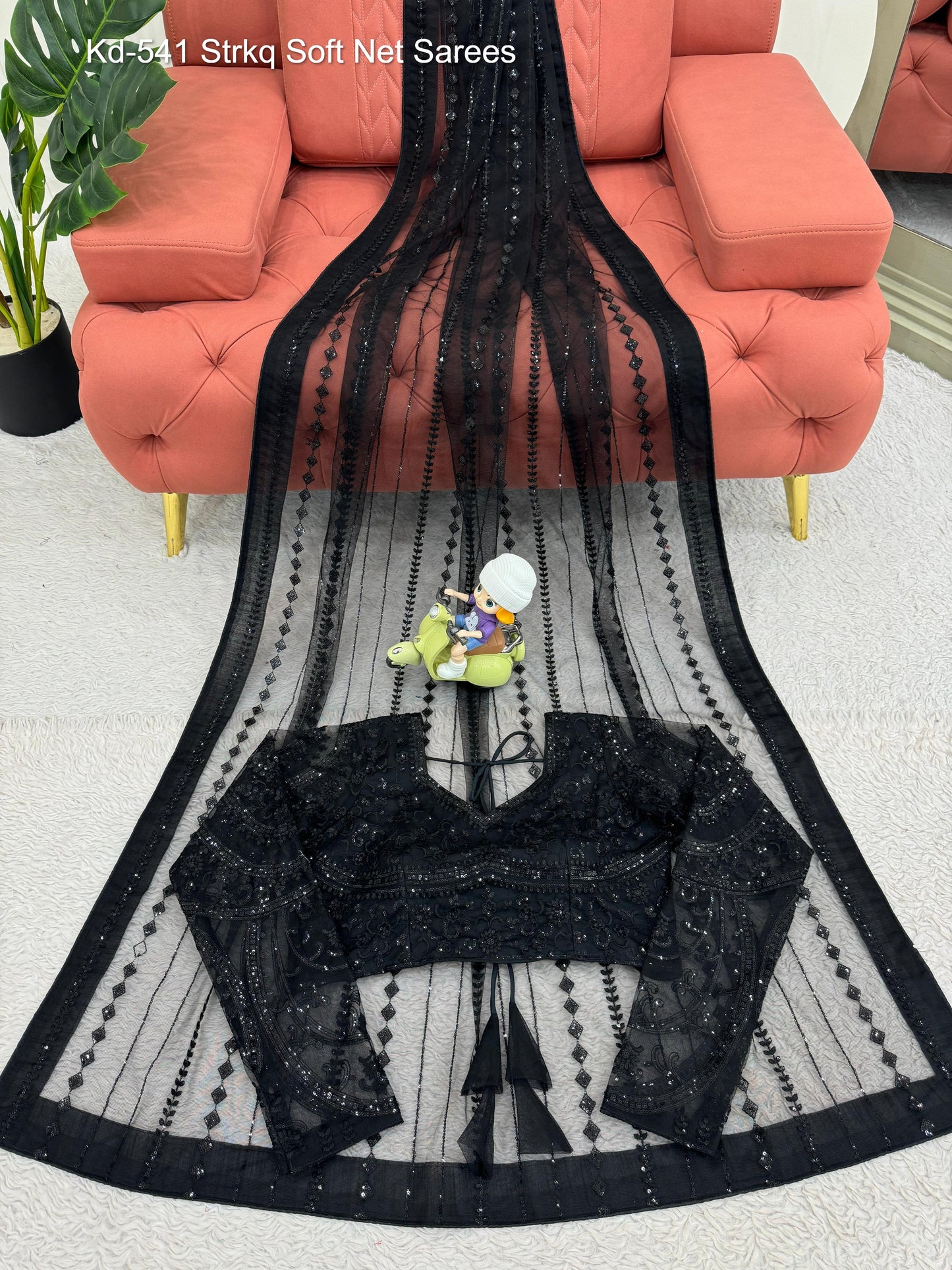 Kd-541 Strkq Soft Net Sarees