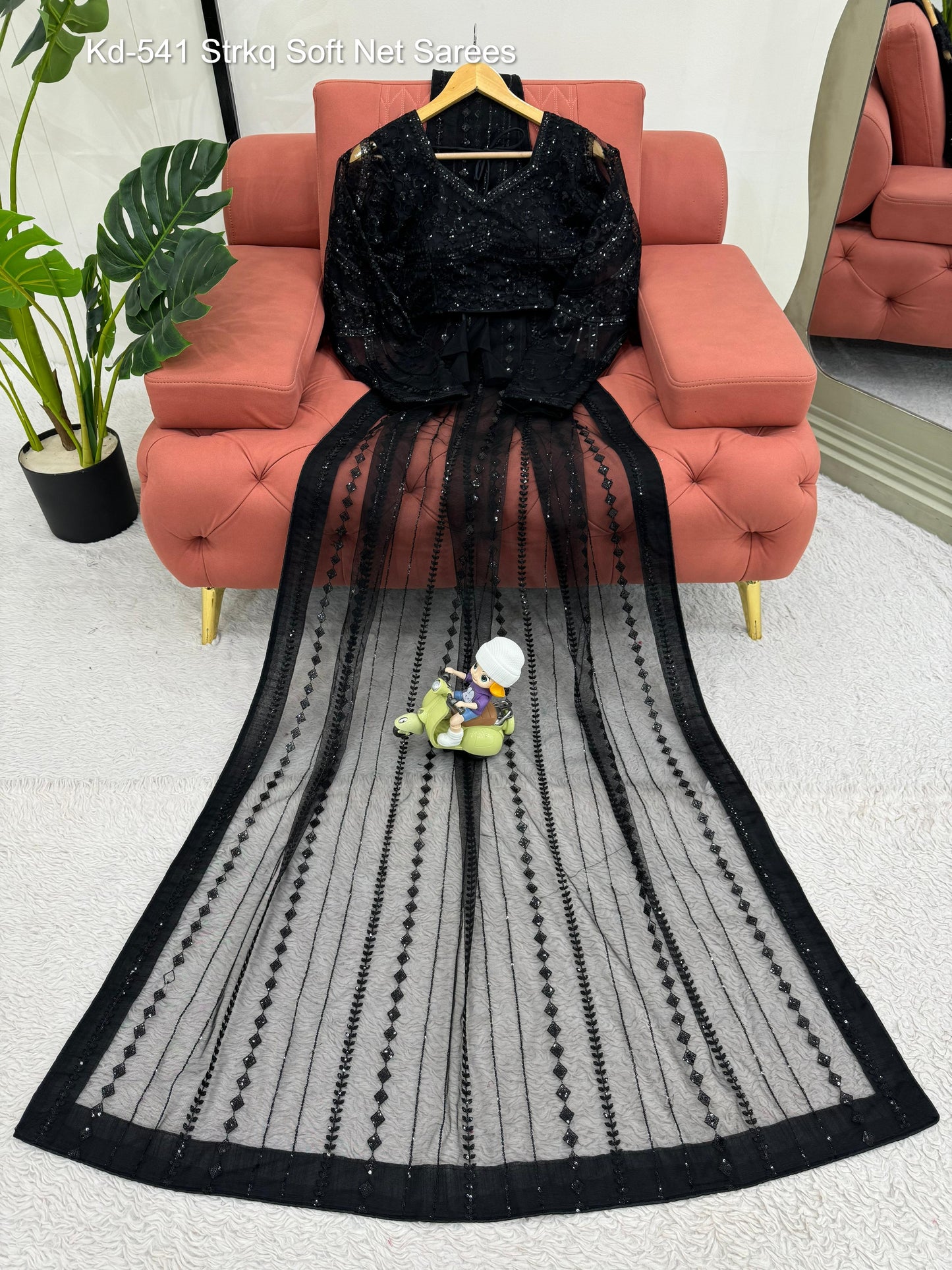 Kd-541 Strkq Soft Net Sarees