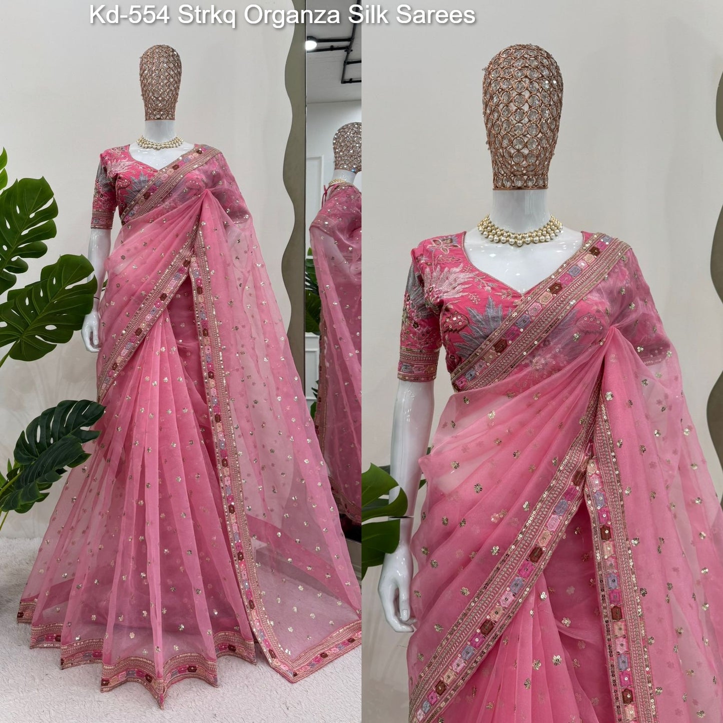 Kd-554 Strkq Organza Silk Sarees