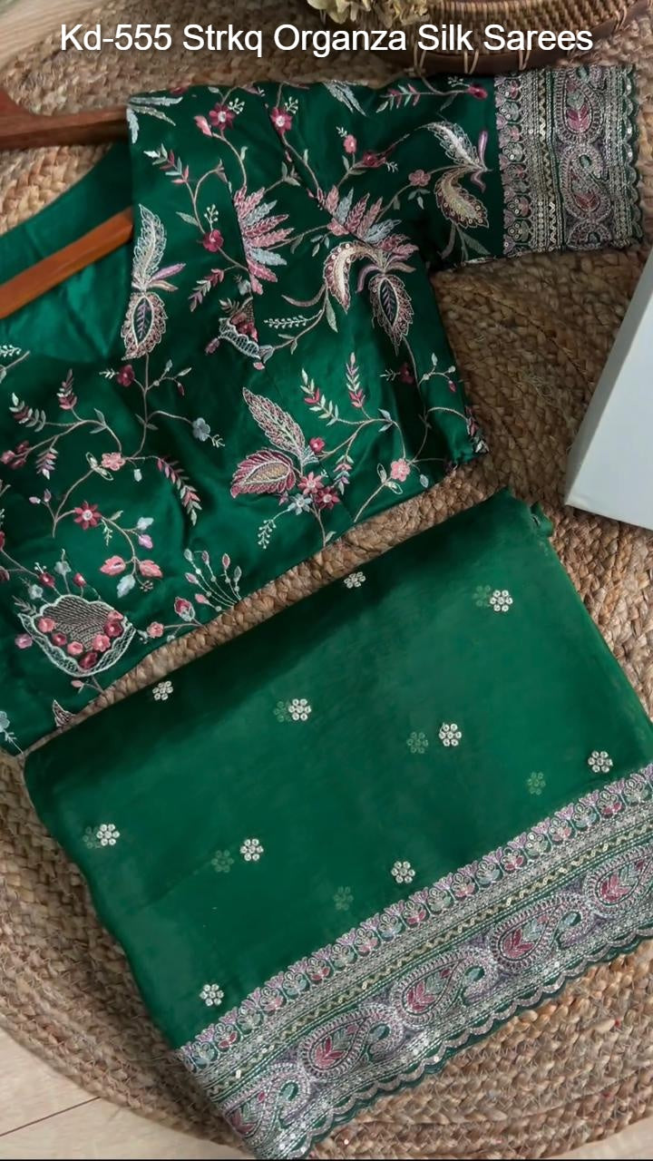 Kd-555 Strkq Organza Silk Sarees