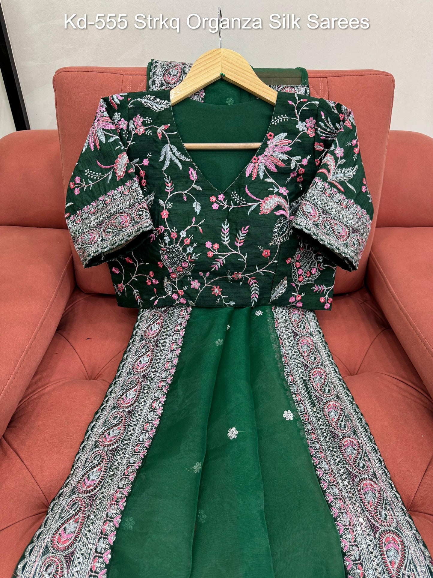 Kd-555 Strkq Organza Silk Sarees