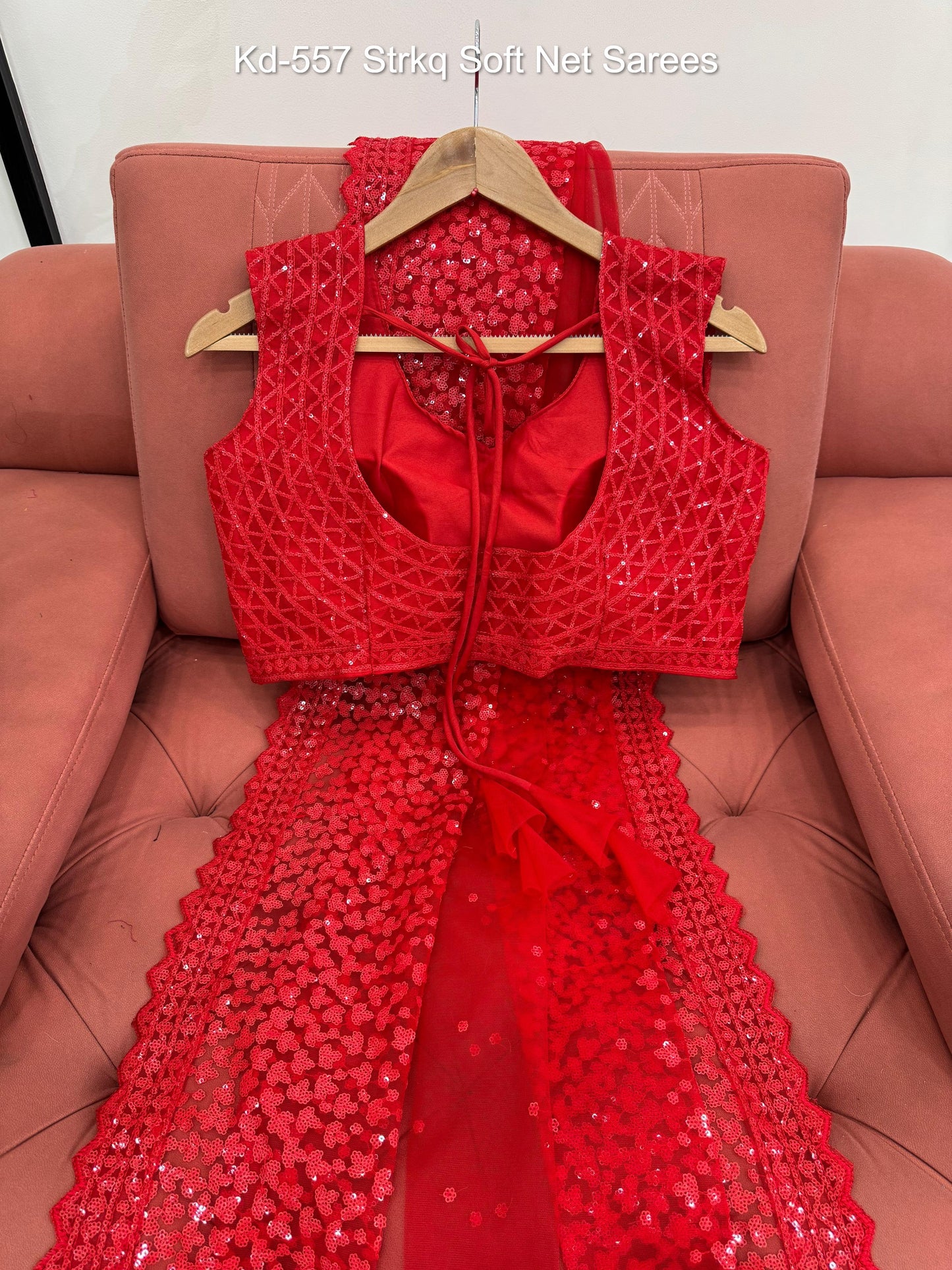 Kd-557 Strkq Soft Net Sarees