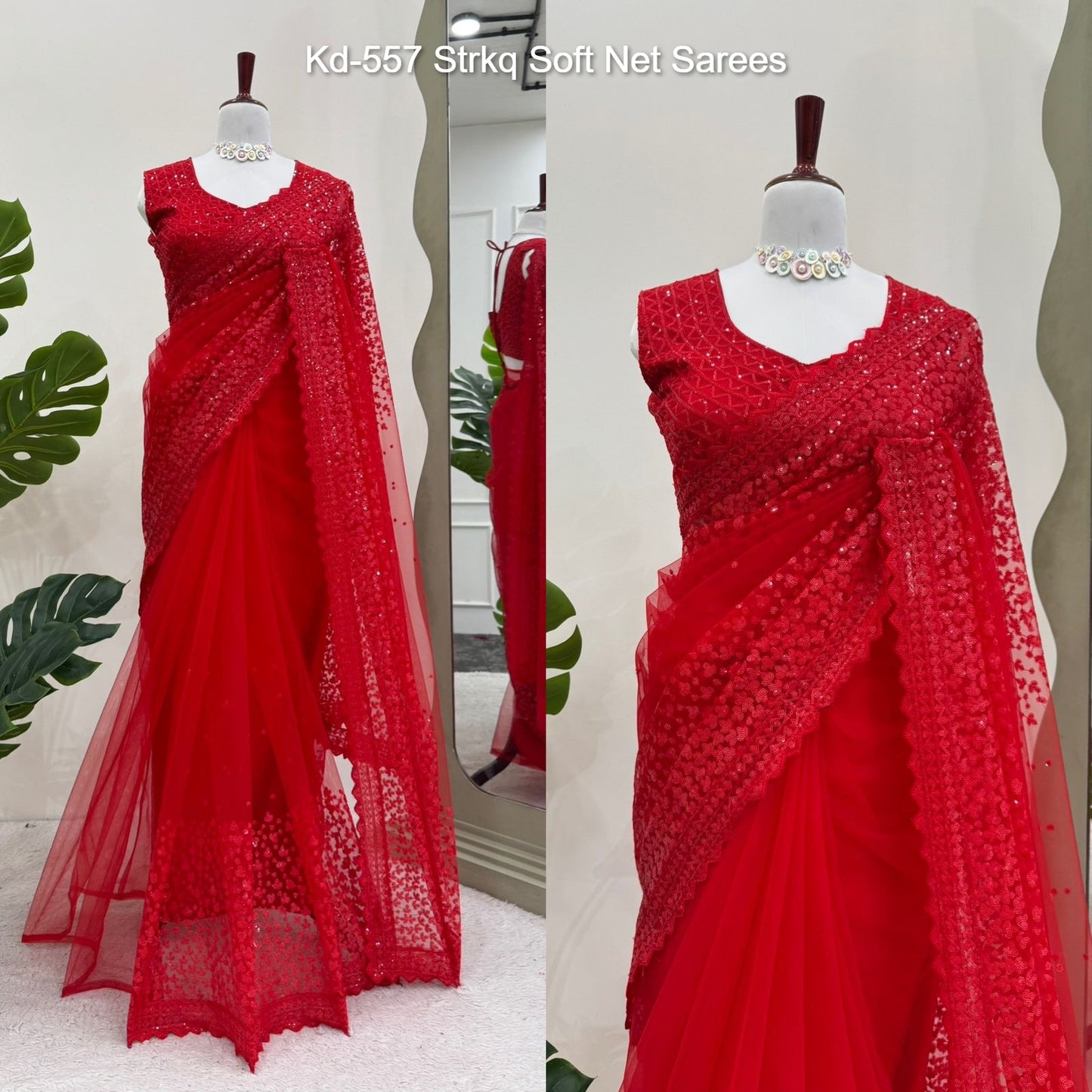 Kd-557 Strkq Soft Net Sarees