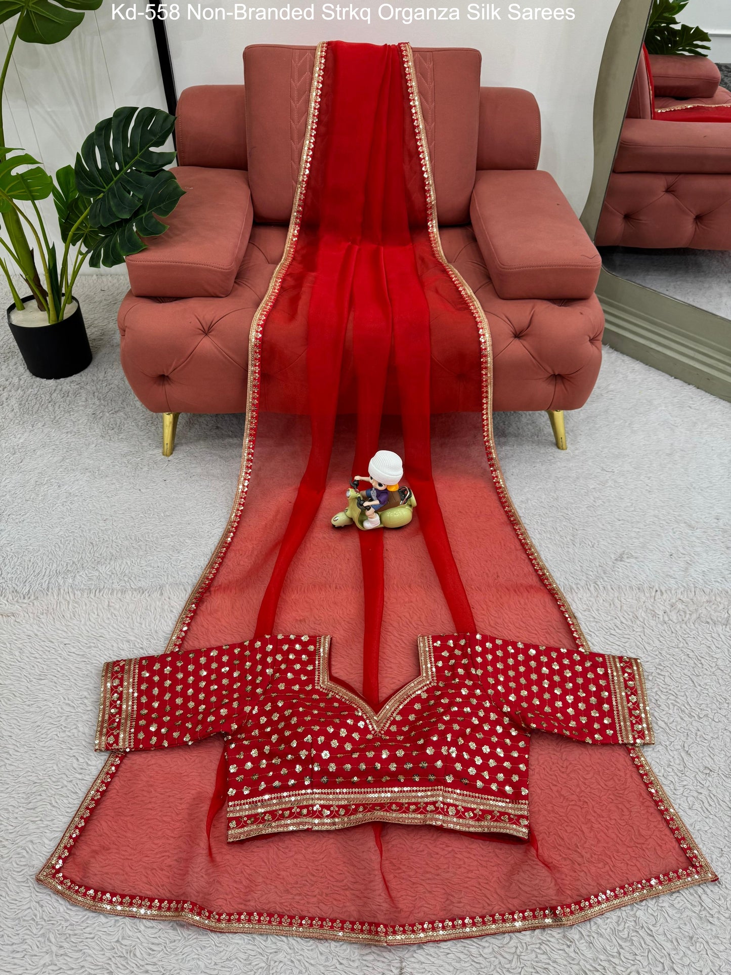 Kd-558 Non-Branded Strkq Organza Silk Sarees