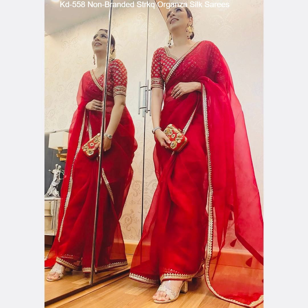 Kd-558 Non-Branded Strkq Organza Silk Sarees