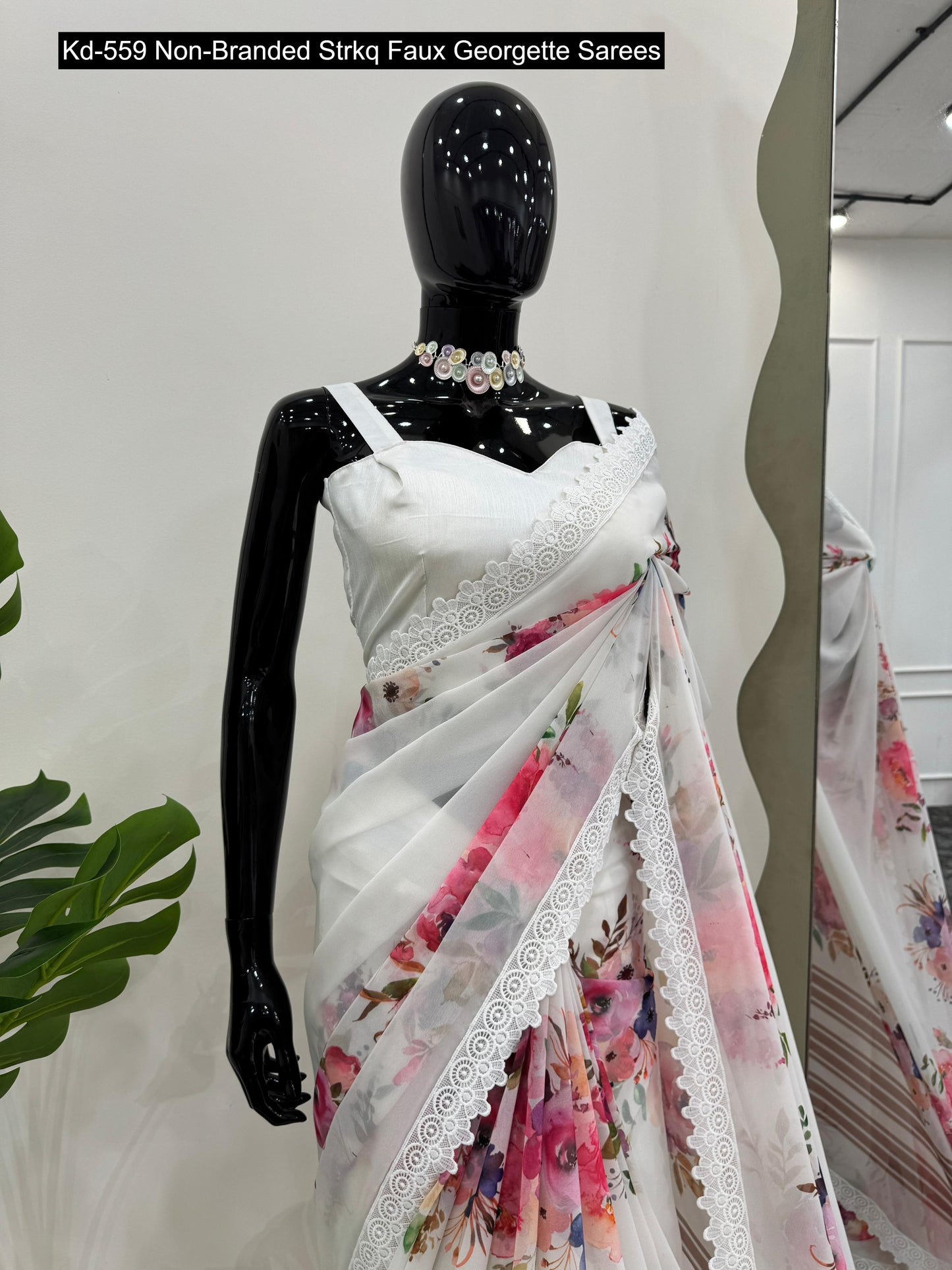 Kd-559 Non-Branded Strkq Faux Georgette Sarees