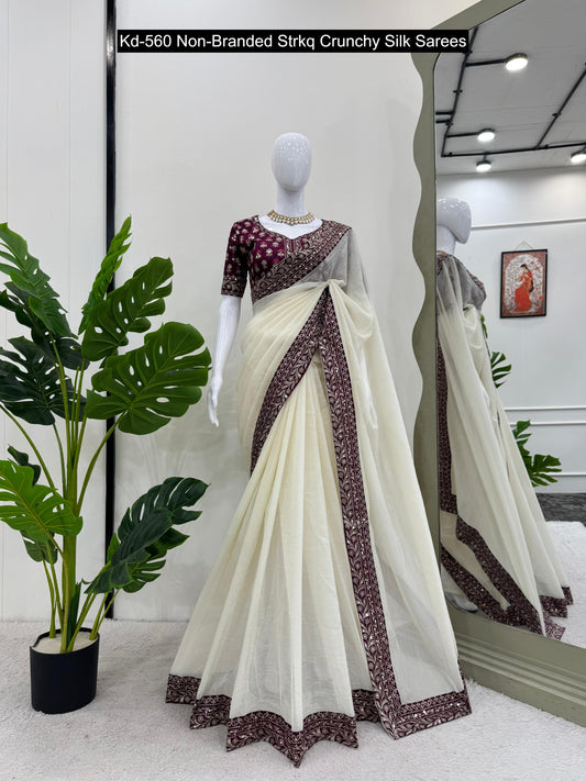 Kd-560 Non-Branded Strkq Crunchy Silk Sarees