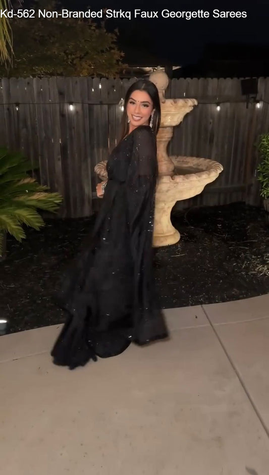 Kd-562 Non-Branded Strkq Faux Georgette Sarees