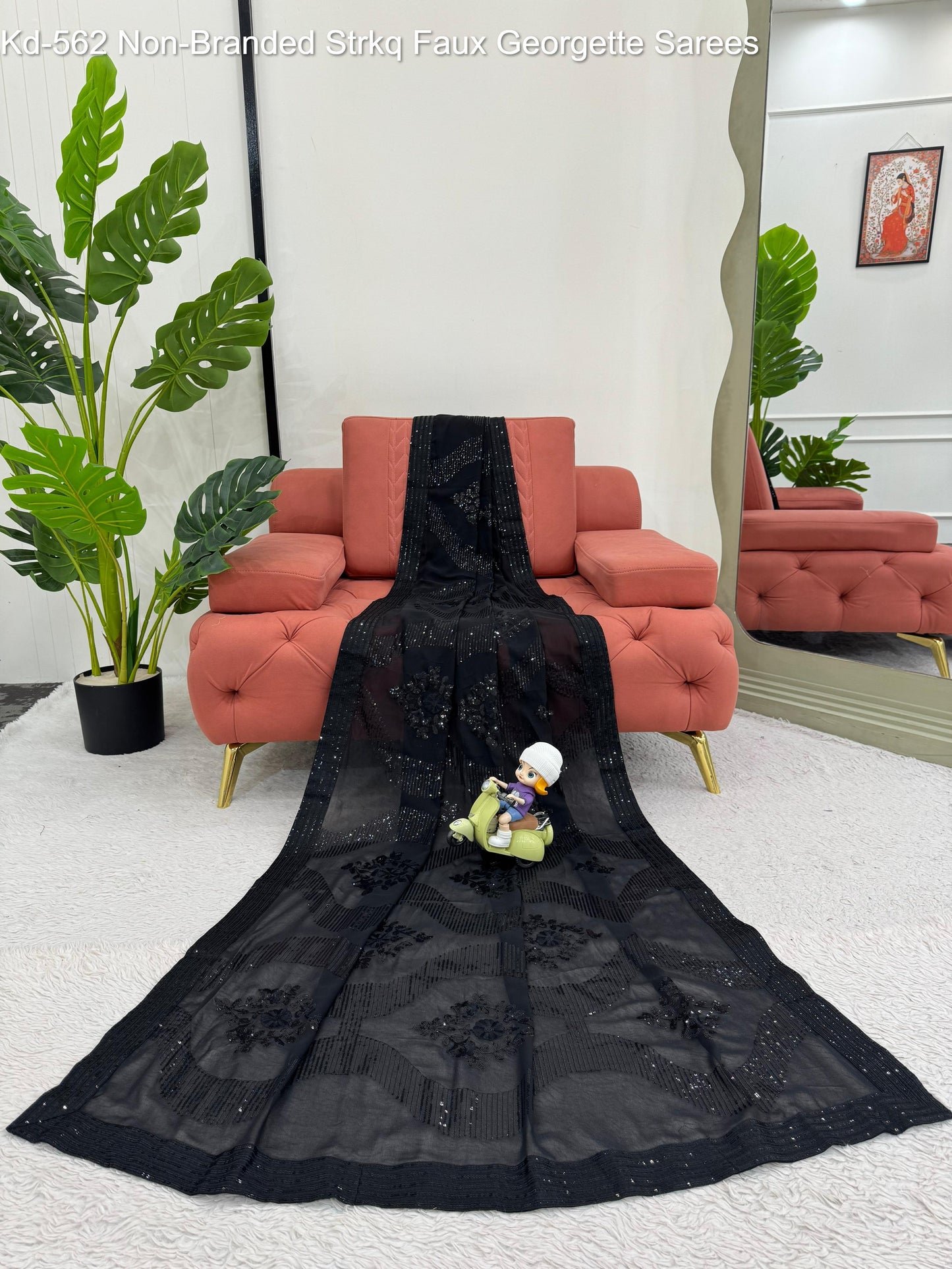 Kd-562 Non-Branded Strkq Faux Georgette Sarees