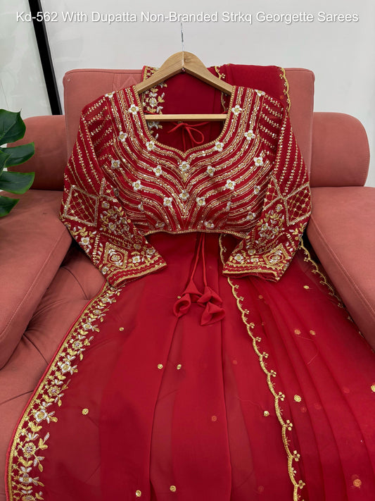 Kd-562 With Dupatta Non-Branded Strkq Georgette Sarees