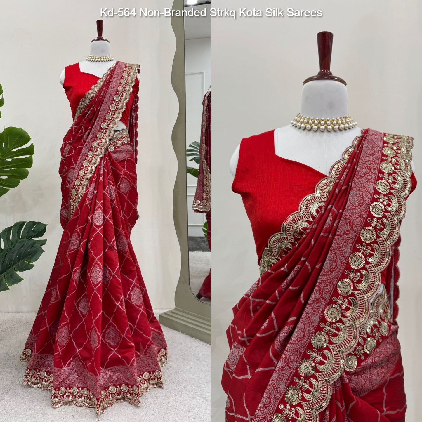 Kd-564 Non-Branded Strkq Kota Silk Sarees