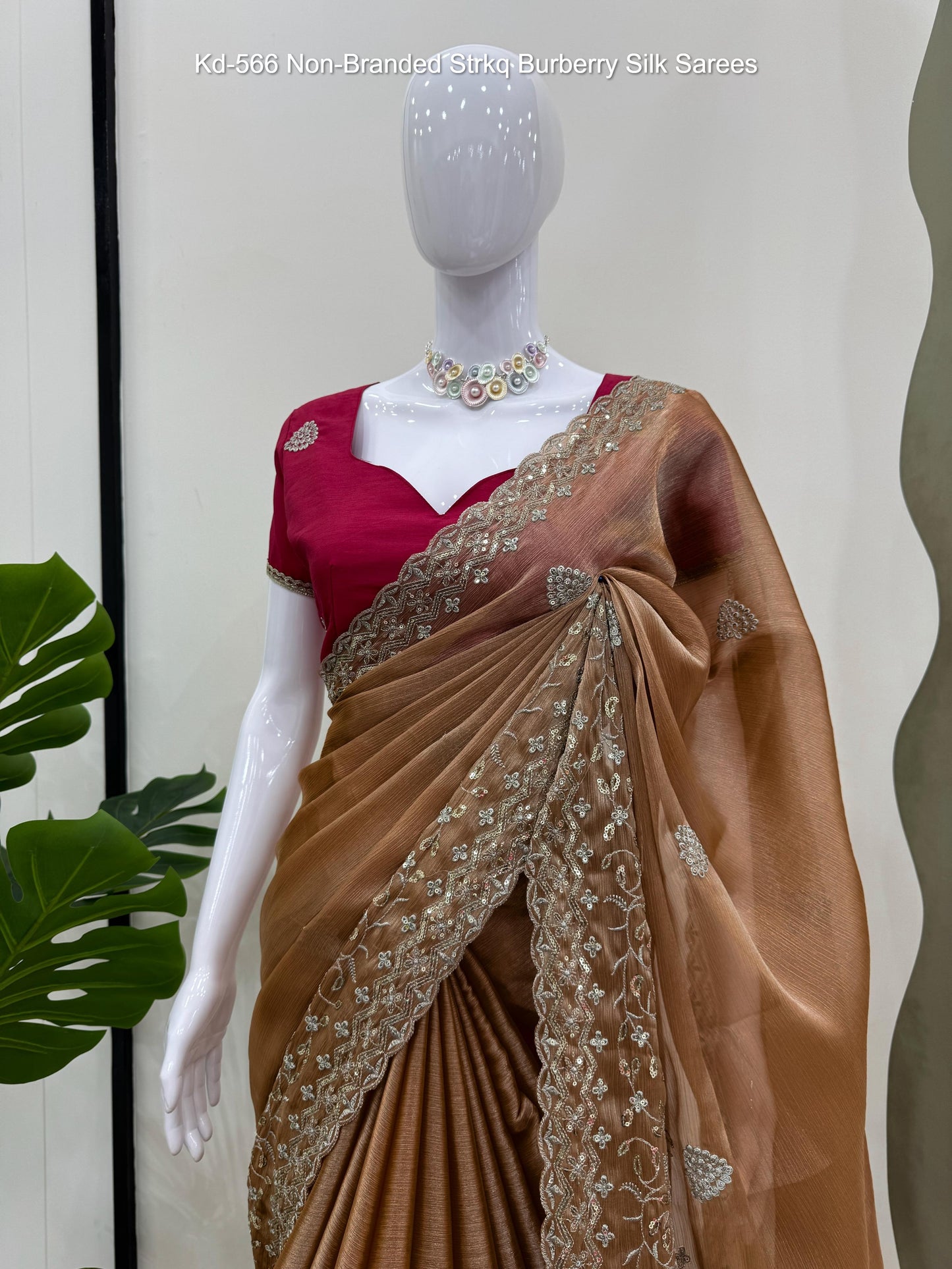 Kd-566 Non-Branded Strkq Burberry Silk Sarees