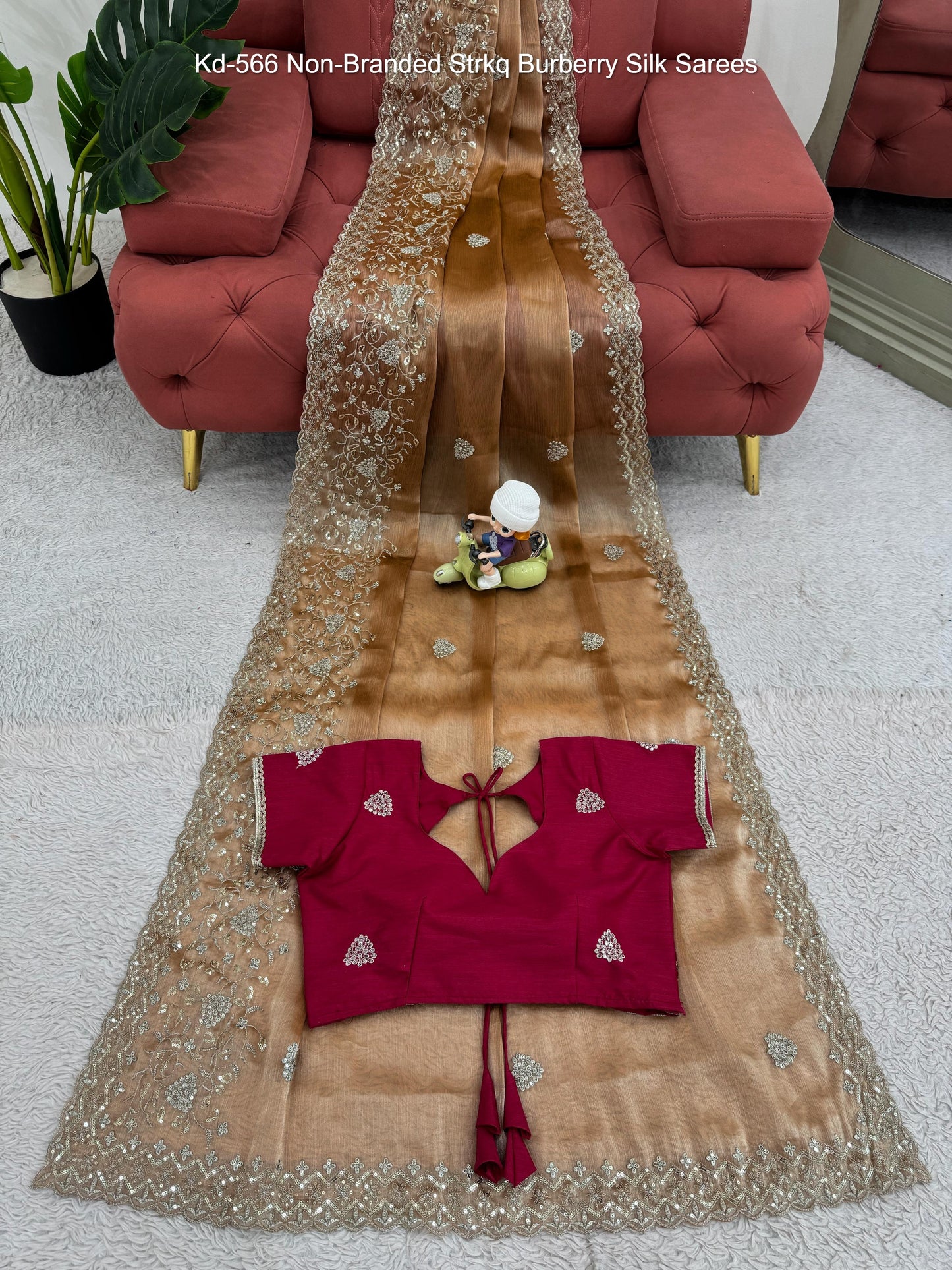 Kd-566 Non-Branded Strkq Burberry Silk Sarees