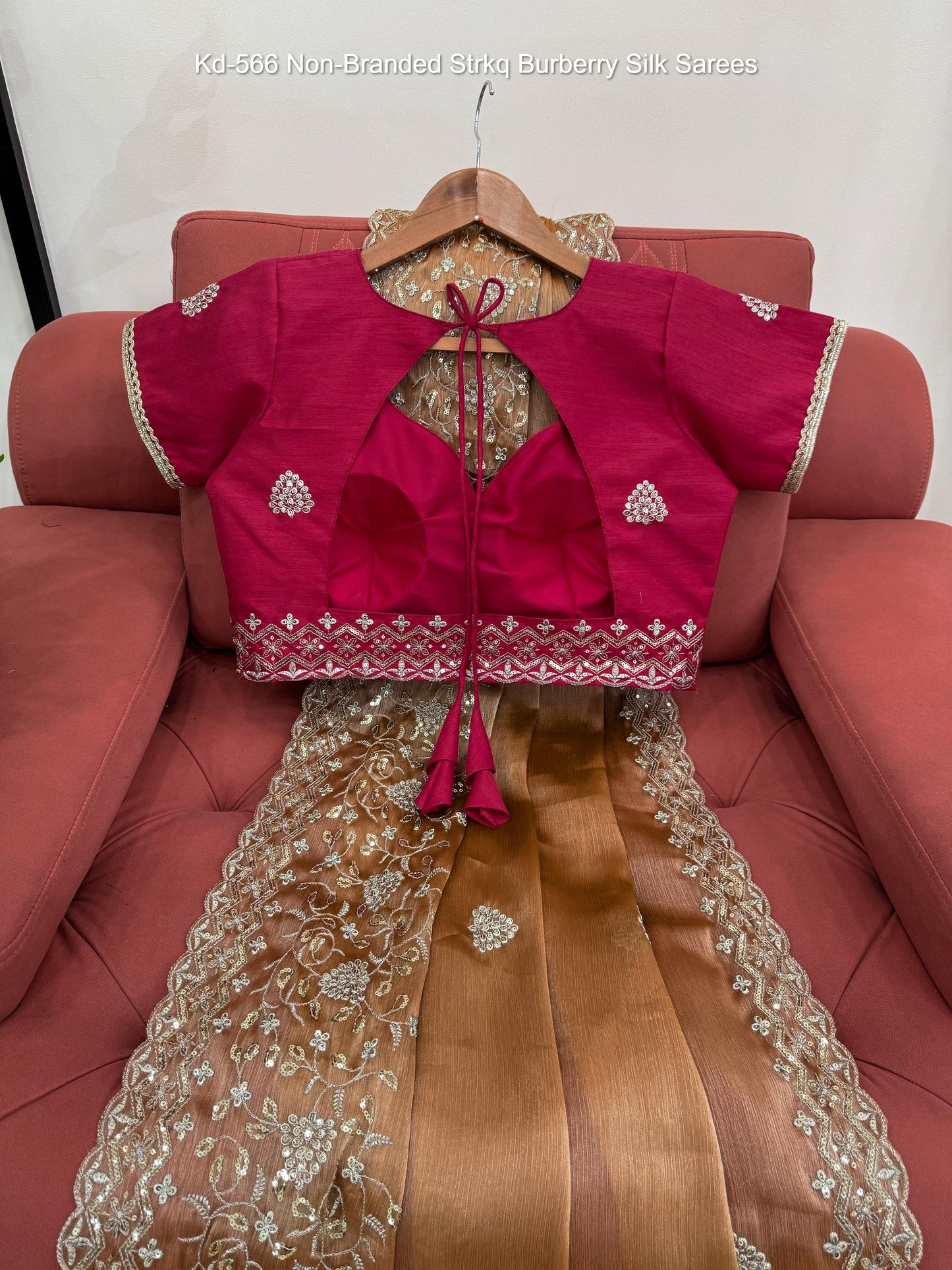 Kd-566 Non-Branded Strkq Burberry Silk Sarees