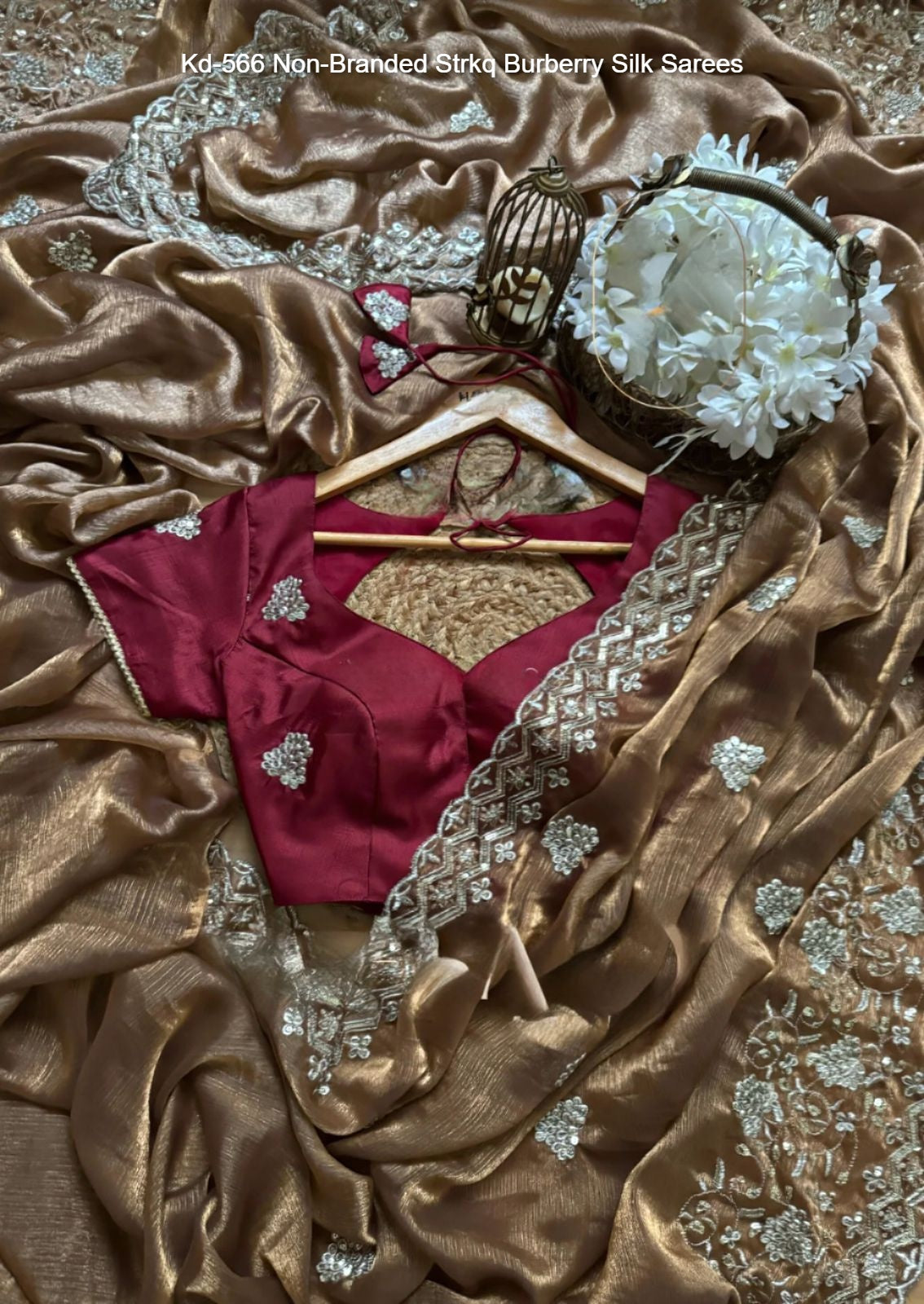 Kd-566 Non-Branded Strkq Burberry Silk Sarees